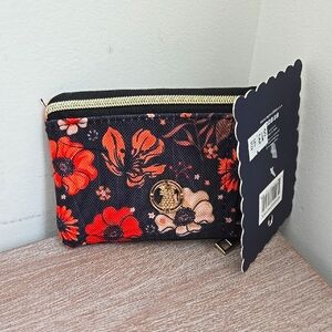 NWT Simply Southern Floral Zip ID Wallet Black Red Orange Floral